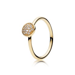14K Gold Water Droplet Inspired Ring with Clear CZ