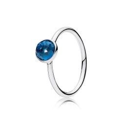 Pandora December Tranquility Droplet Ring, London Blue Crystal