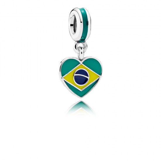 Pandora Brazil Heart Flag Charm